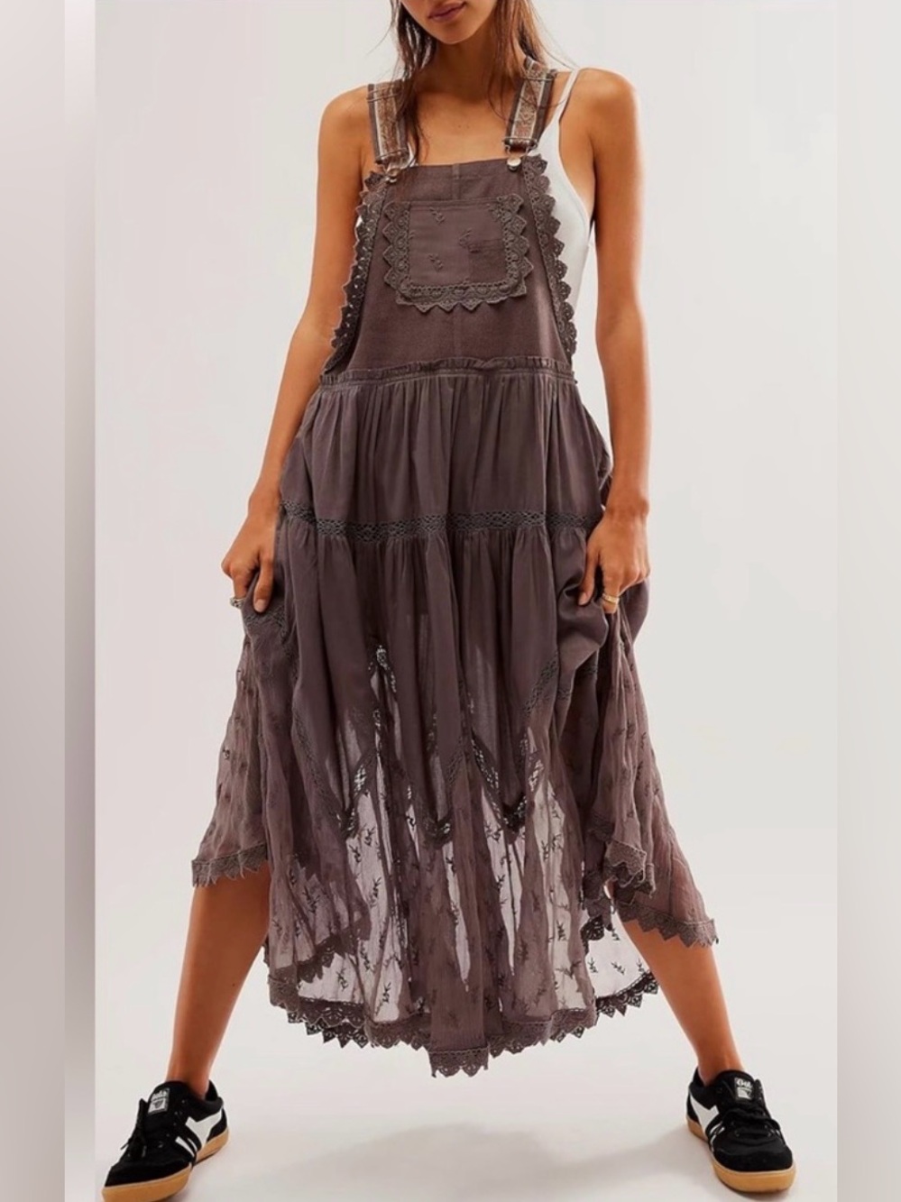 Free People Trails End Skirtall in brown gray color Sz Small EUC!